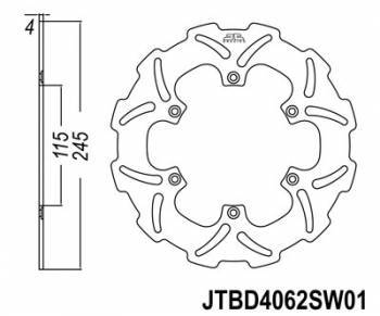 JT Wave -jarrulevy, taka, YZ125 02-