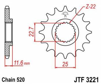 JT -hammasratas, etu, JTF 3221.12