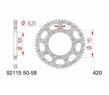 Hammasratas, taka, Fantic 50 -17, 58H