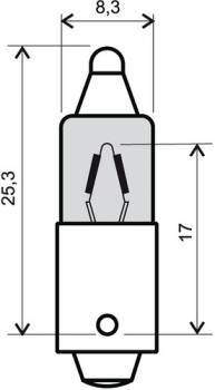 Polttimo, BAX9S halogen, 12V 6W, oranssi