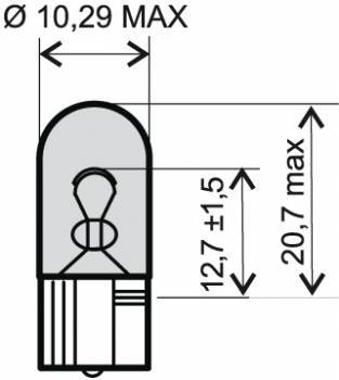 Polttimo, T10, 12V 5W, kirkas