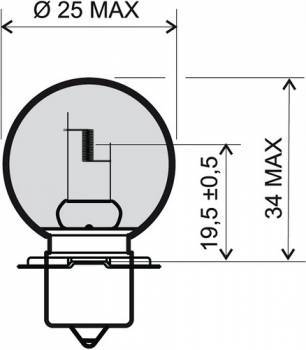 Polttimo, P26S, 12V 15W, kirkas