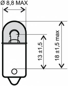 Polttimo, BA9S, 12V 4W, kirkas